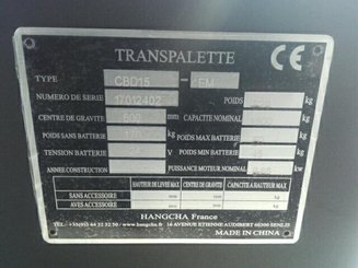 Transpalette accompagnant Hangcha CBD15-EMDP - 7