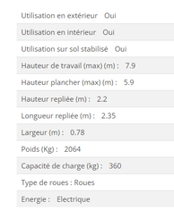 Nacelle ciseaux JLG 2030ES