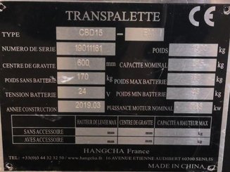 Transpalette accompagnant Hangcha CBD15-EMD