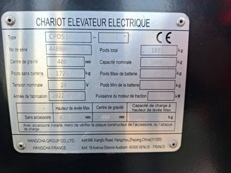 Chariot élévateur frontal 3 roues Hangcha X3W10-I (CPDS10-XD4-I)