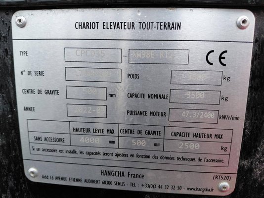 Chariot élévateur tout terrain Hangcha TT35-2 (CPCD35-X2W98E-RT2) - 1